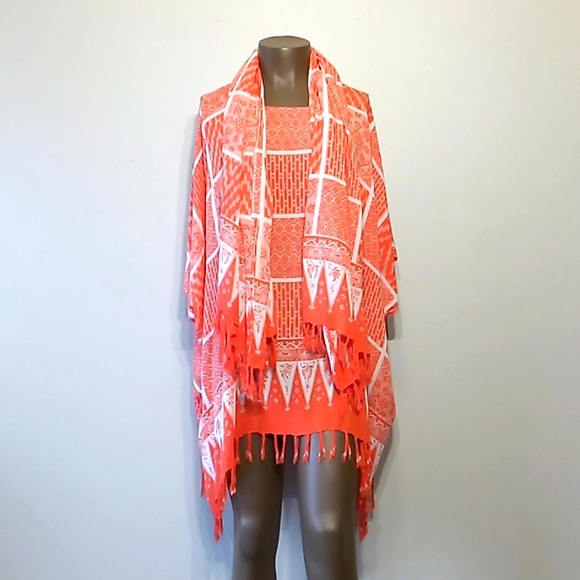 Stunning 2pc Orange Gaucho top & wrap - Picture 1 of 16